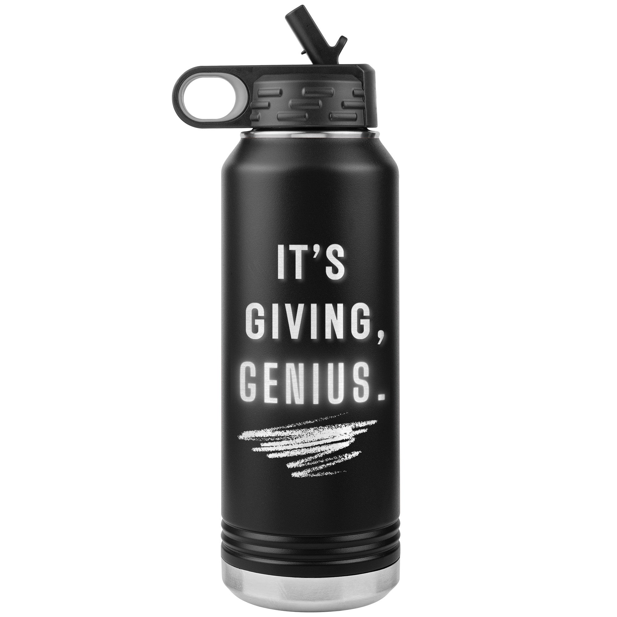 Stainless Steel Affirmation Water Bottle: G-It's Giving, Genius.